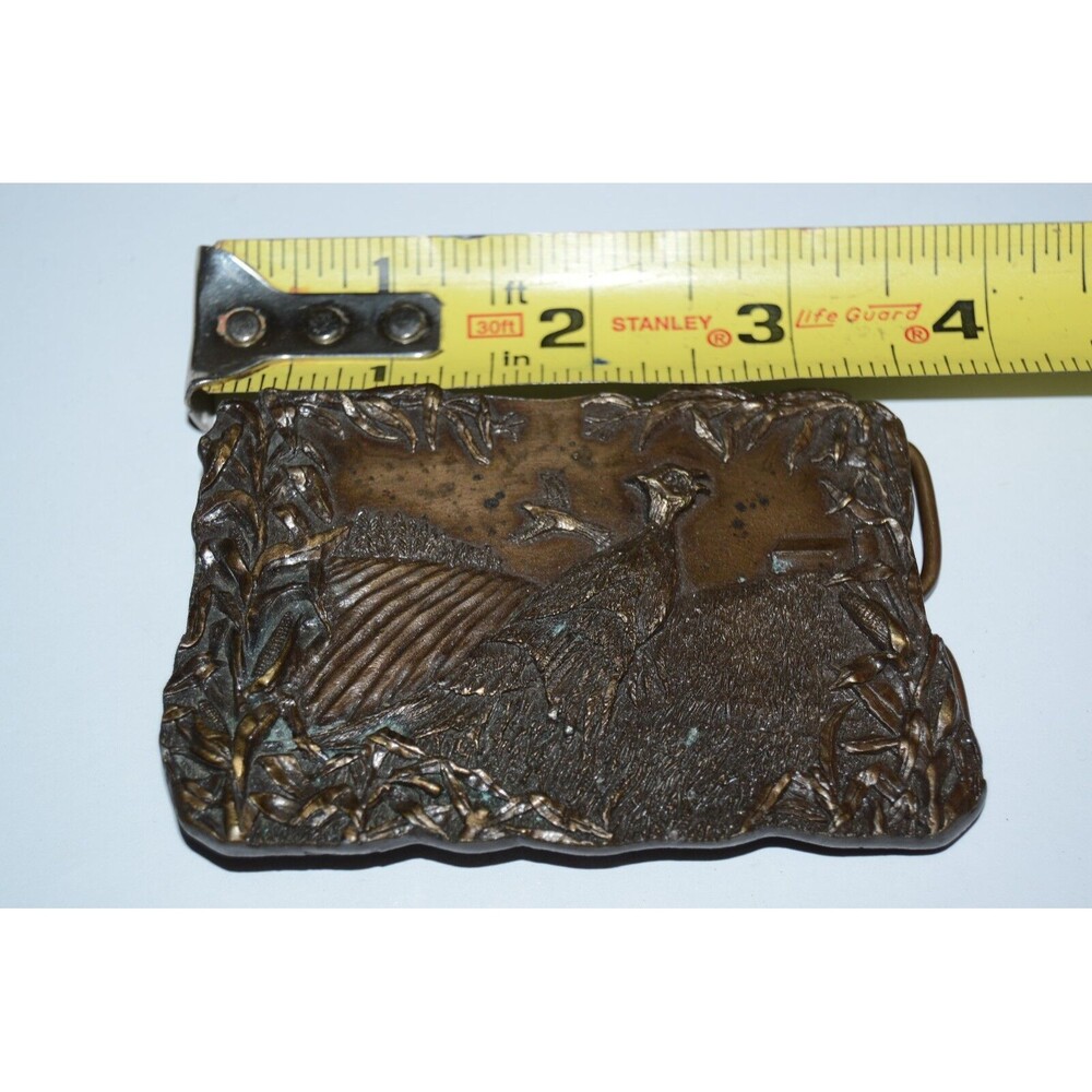 Nice Vintage 1977 Large Pheasant Bird Hunter Heavy Brass Tone Belt Buckle Rare - Picture 5 of 5